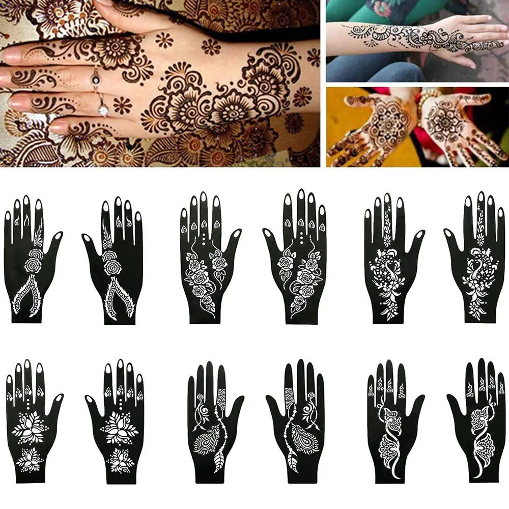 Professional Wedding Tool Temporary Tattoo India Flower Tattoo Stencil Body Art Sticker Template Henna Stencil