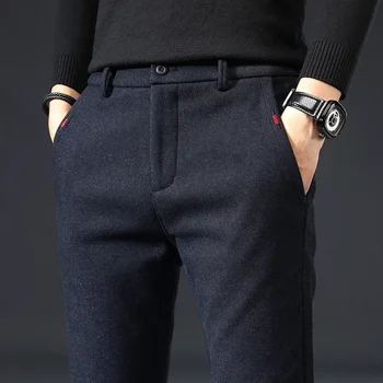 2023 nuovo autunno inverno classico lavoro pantaloni elasticizzati uomo cotone Business Slim Fit grigio nero corea pantaloni Cargo Casual spessi maschili 1