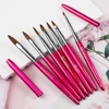 Rose Gold  Acrylic Nail Brush 3D Pure Handmade Nail Brushes For Acrylic Application Professional Nylon Nail Art Brush Set 6