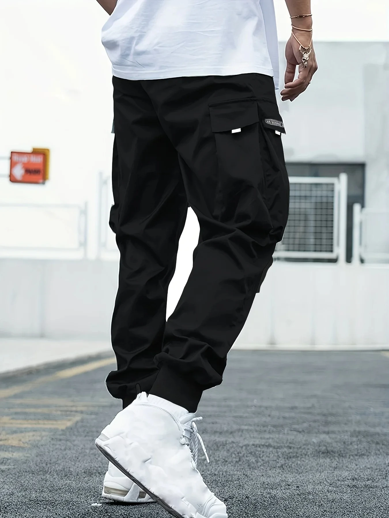 Plus Size Spring Summer Men Casual Cargo Pants Pockets Black Loose Out Door Elasticity Sports Oversize Pants 46 48 50 52 5