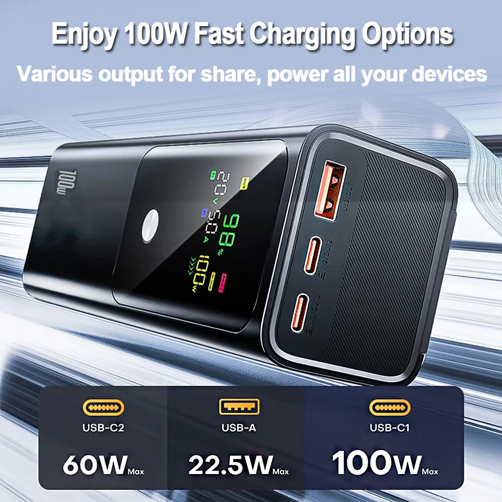 20000mAh 100W Bidirectional Fast Charging Power Bank for Laptop