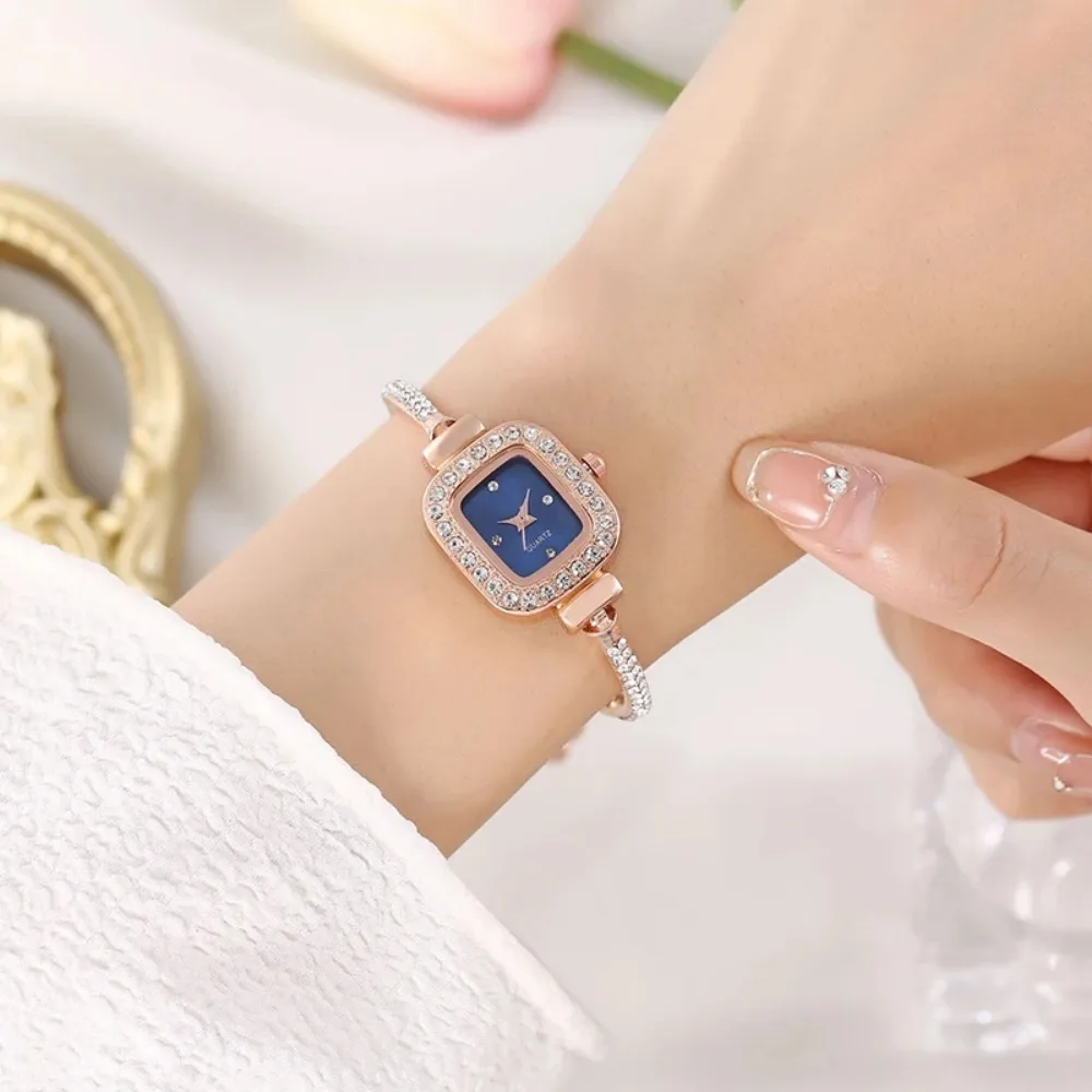 

Часы Наручные Женские кварцевые с браслетом, люксовые Элегантные Наручные, со стразами и кристаллами