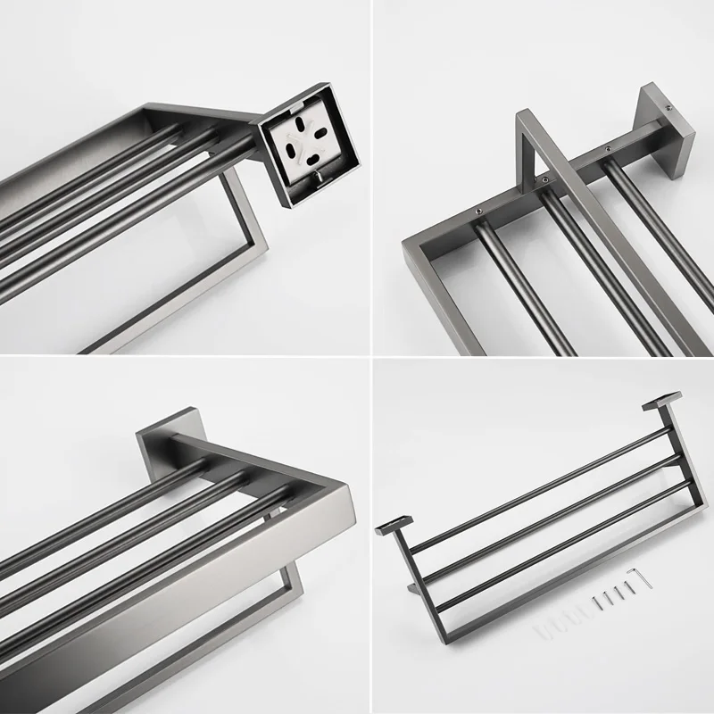 Description Picture 3 of itemGunmetal Stainless Steel Bathroom Hardware Towel Rack Toilet Paper Holder,Toilet Brush,Robe Hook Towel Bar Holder Grey Stainless