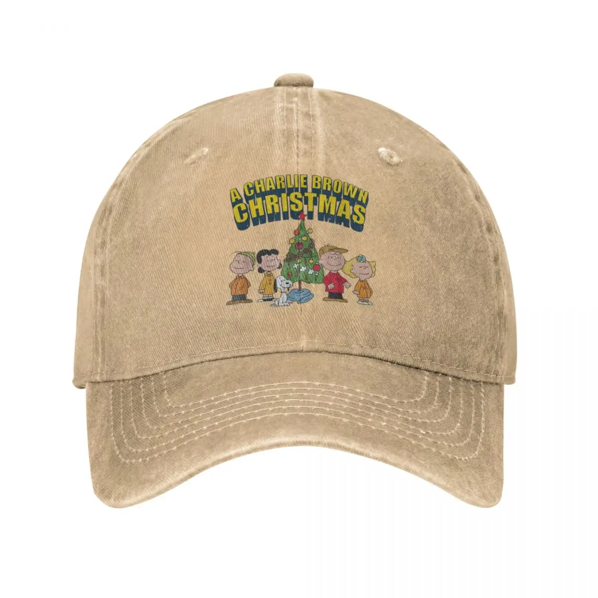 Gorra de béisbol para hombre con diseño especial de Navidad de Peanuts, Charlie Brown y Snoopy, de mezclilla desgastada, gorra de béisbol suave sin estructura