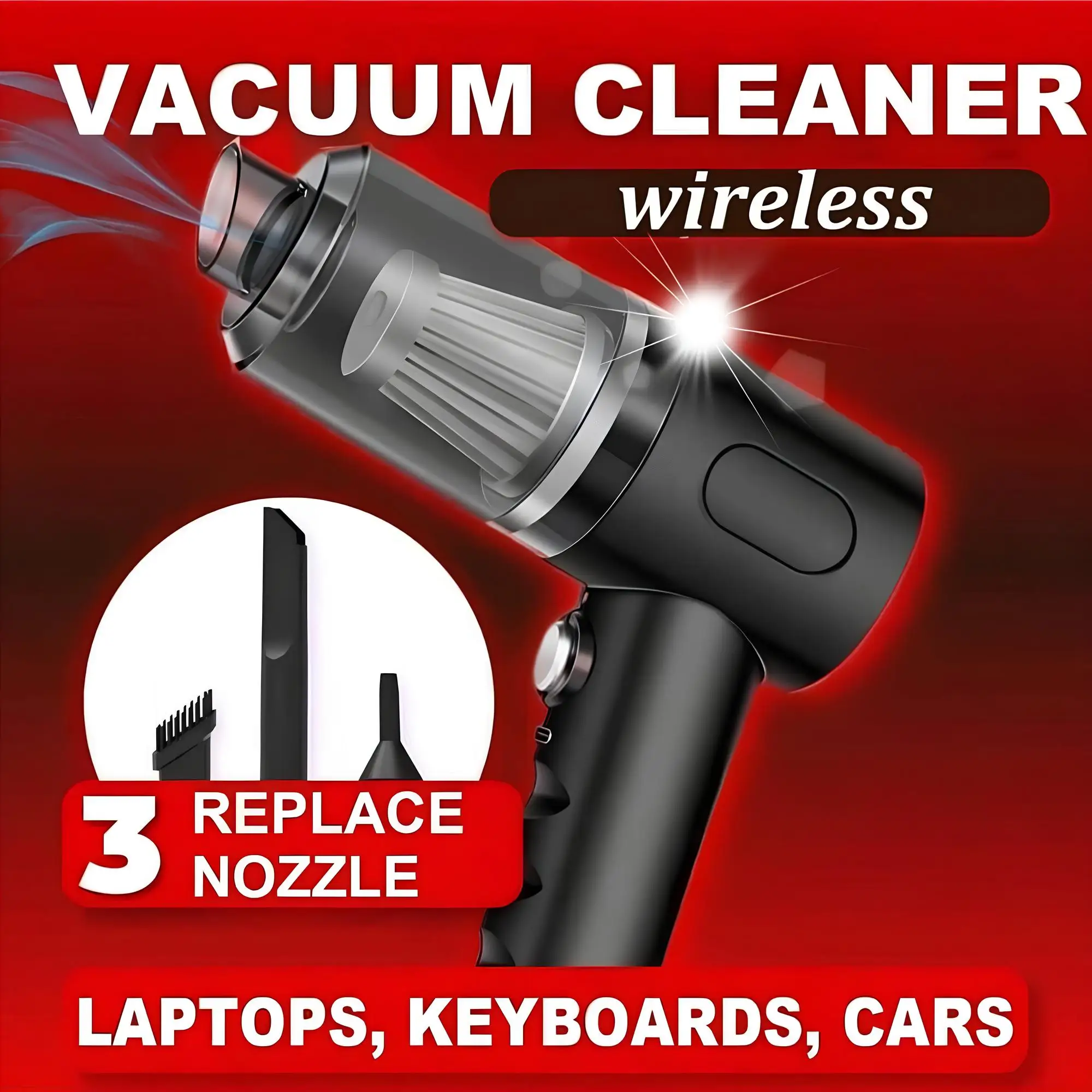 Mini Car Vacuum Cleaner Cordless Powerful Wireless Car Cleaner Type-C Charges HandHeld Portable Vacuum Cleaning Machine