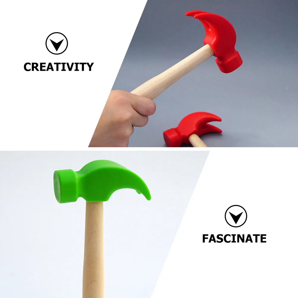 어린이를위한 2Pcs 수리 도구 해머 세트 척 놀이 건설 작업장 활동 학습 교육 실습 기술 개발