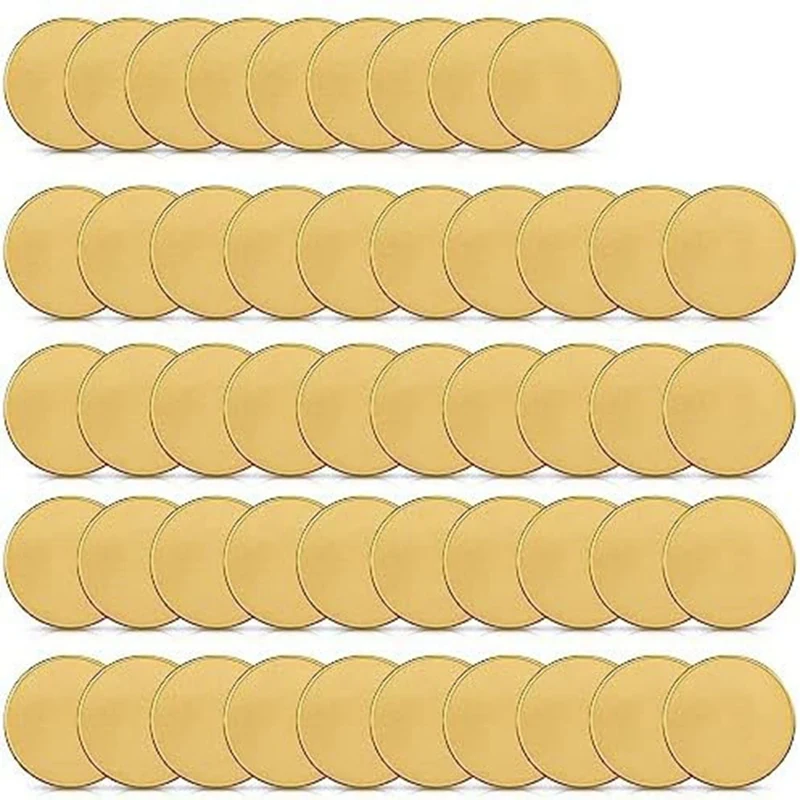 

50Piece Blank Challenge Coin, 40Mm Diameter Engraving Blanks Coins Yellow With Acrylic Protection Box