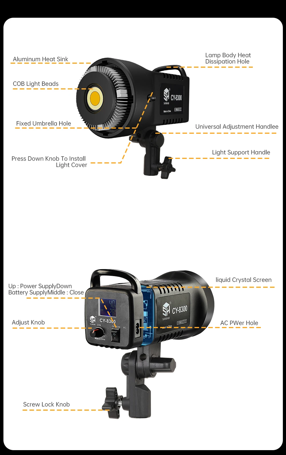 vídeo LED, flash retrato, acessórios de estúdio, youtube, 100W