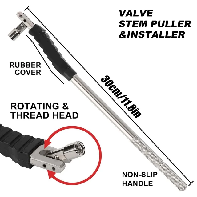 Tire Valve Stem Puller Tool No Scratch with Valve Core Tool Perfect Replacement for Universial Car Valve Stem Extenders Straight 2
