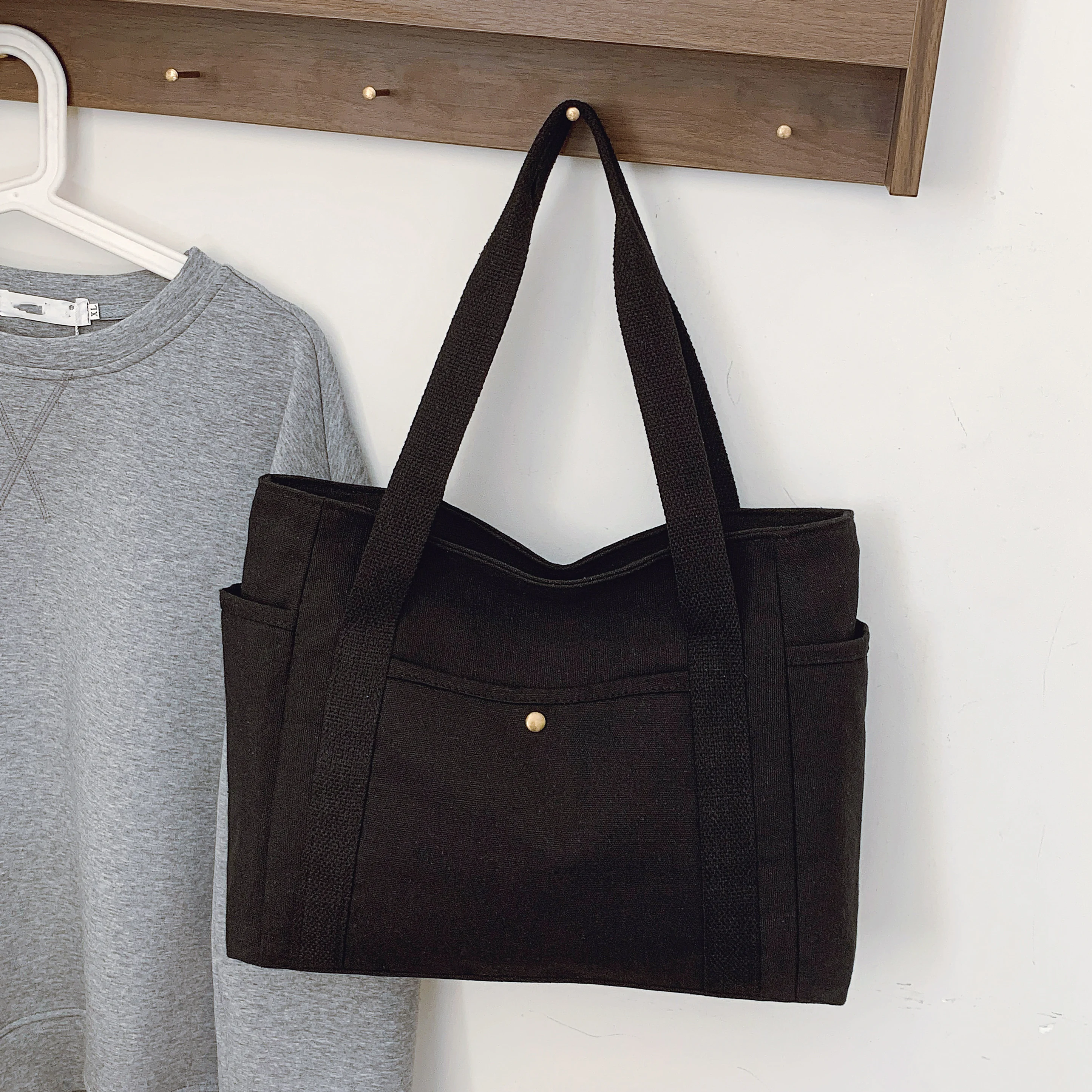 Large Capacity Canvas Tote Bags for Work Commuting Carrying Bag College Style Student Outfit Book Shoulder Bag Shopping Bag