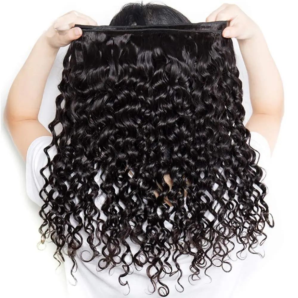Water Curly Human Hair Bundles Natural Color Water Wavy 100% Virgin Human Hair Weave Extensions Bouncy Curly Bundles For Women