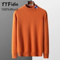 YTFidio 100%Wool Man Winter Sweater Neck Casual Jumpers Warm Solid With H Lettter thickening Knitwear Pullover Tops 130 2