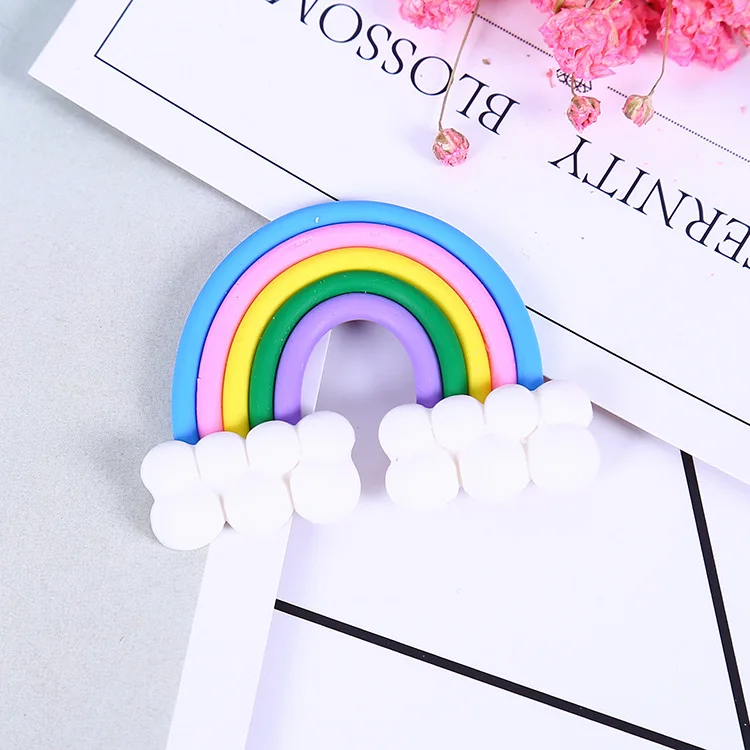 6pcs Kawaii Spiral Rainbow Candy Polymer Clay Cabochons Flatback For DIY Phone Decoration