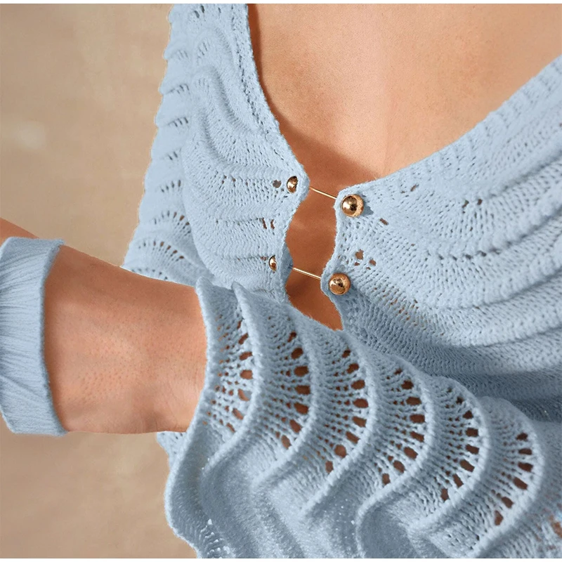 Beach Knit Hollow Out Maxi Dress Women Solid Flare Sleeve Lace-Up See-Through Holiday Dresses Female 2025 Summer Lady Slim Robes