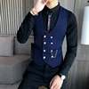 2025 Latest Style Double Breasted Men Suit Vest Gold Button Slim Fit Formal Groom Wedding Vest Streetwear Sleeveless Vest Jacket 4