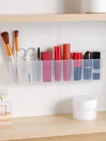 4/8pcs Mirror Cabinet Storage Box Cabinet Door Wall Mounted Transparent Lipstick And Cosmetics Separation Without Punching 1