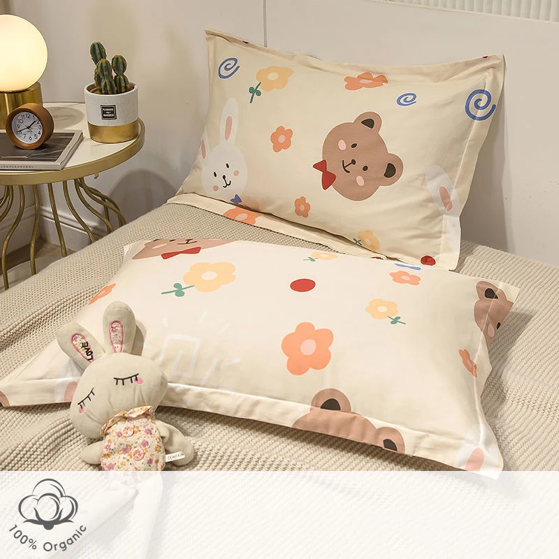 3 Sizes Pure Cotton Pillowcase Soft Breathable Home Bedding Pillowcase Children Cartoon Single Student Pillow Core Cover 1 Piece
