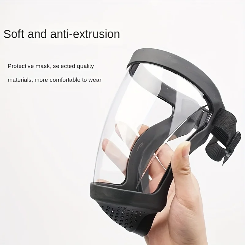Full-Face Transparent Protection Mask with Adjustable Buckle Reusable
