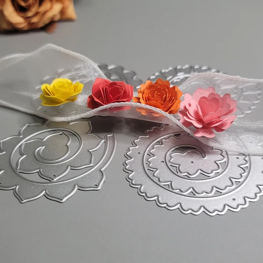6 Styles Spiral Flower Metal Cutting Dies Scrapbook Embossing Circle Die Cuts Album DIY Craft Cutting Die 2023 New