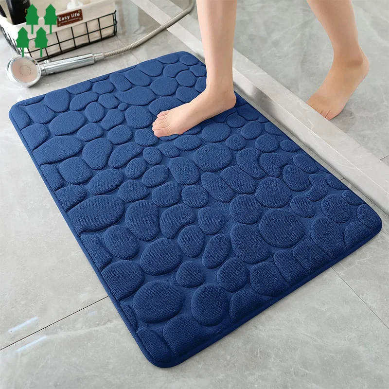 StoneBathMatShowerFootMatOutdoorCarpetCobblestoneVelvetRug