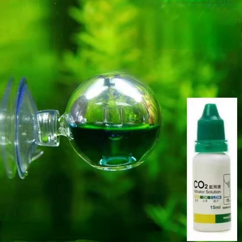 Aquarium CO2 Checker Diffuse Glass CO2 Drop Checker Aquarium Hang On CO2 Monitor Sensor Detector Indicator for Fish Tank Aquatic Planted Tank Test PH