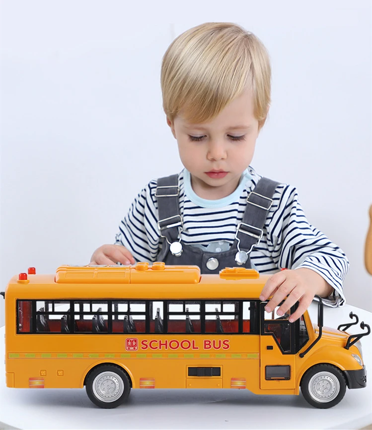 Rev Up your Child's Imagination with Simulation Inertial School Bus Toy Featuring Lights Music and Non Remote Control Fun for