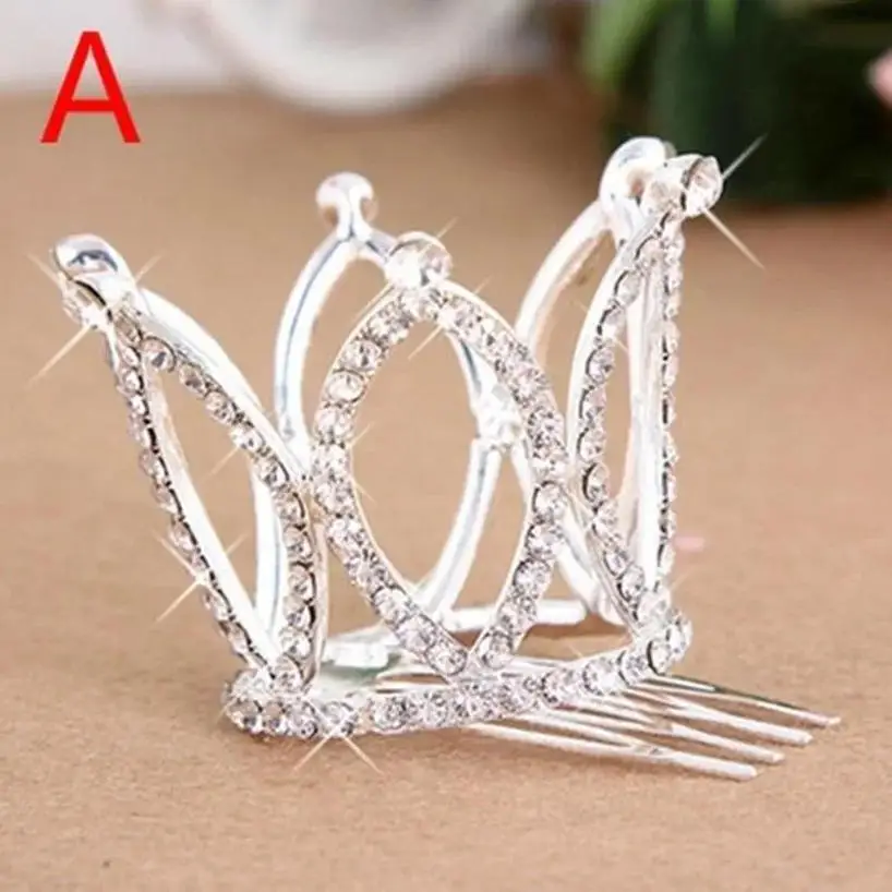 1 Pcs Kids Girls Glitter Crystal Rhinestone Twinkle Princess Crown Tiara Flower Girl Wedding Birthday Prom Hair Accessories