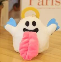 MINISO 부드러운 귀여운 천사 유령 봉제 장난감 키 체인, 작은 펜던트 뽑기 인형