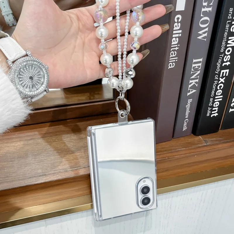 Elegant Fashion Mirror Case with Bracelet - Protective Wide Back Cover