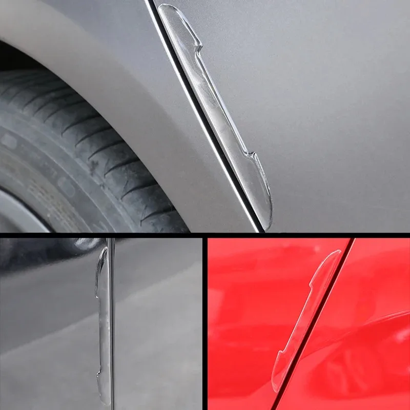 4Pcs Car Door Anti-Collision Protector Bar Stickers Rear View Mirror Cover Side Edge Protection Guards Clear Protection Strip