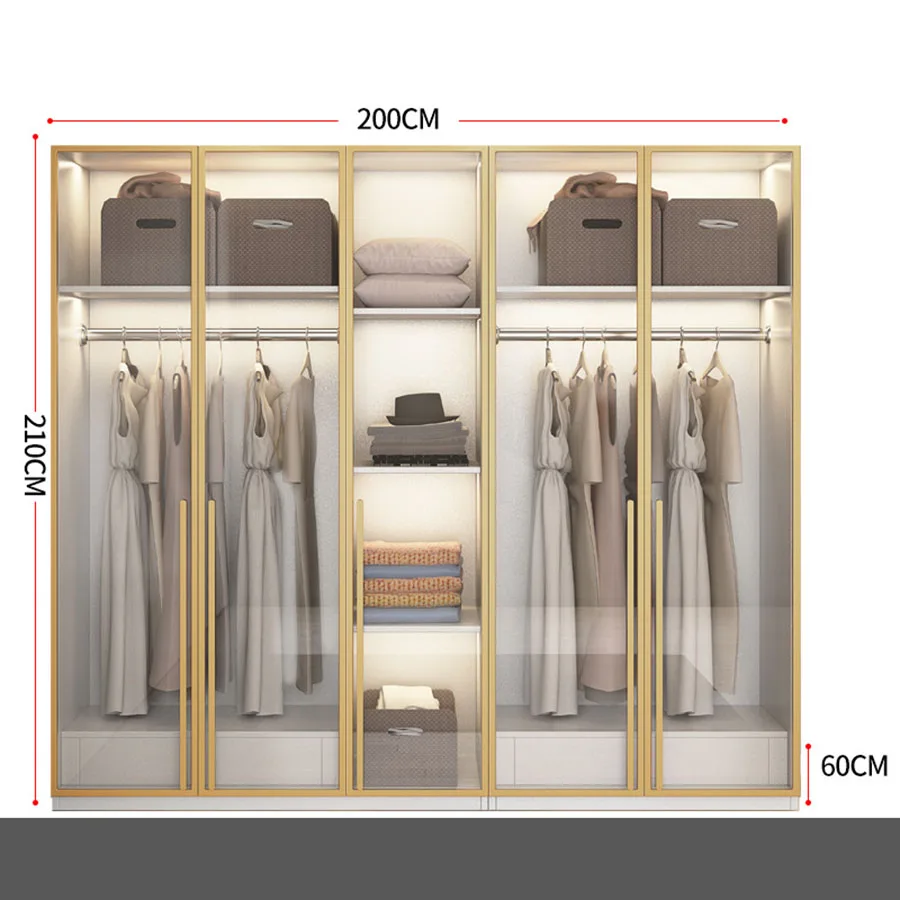 

Drawers Nordic Wardrobes Push Pull Doors Vintage Vertical Clothes Organizer Extension Closet Glass Kledingkast Home Furniture