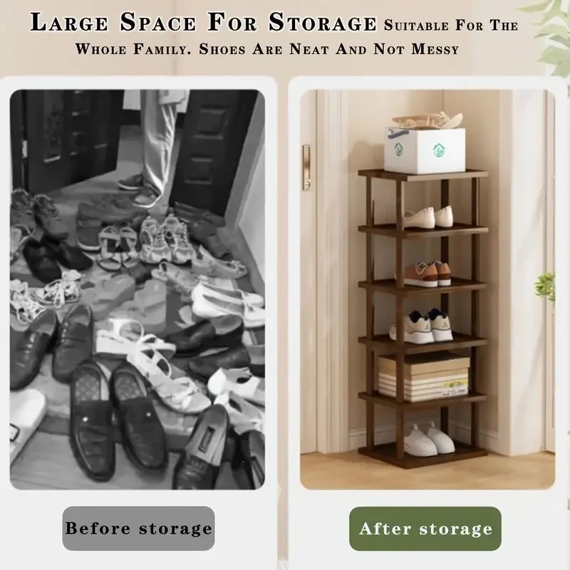 vertical shoe rack high and narrow shoe rack organizer suitable for small spaces 8-story bamboo rack suitable for 1pc