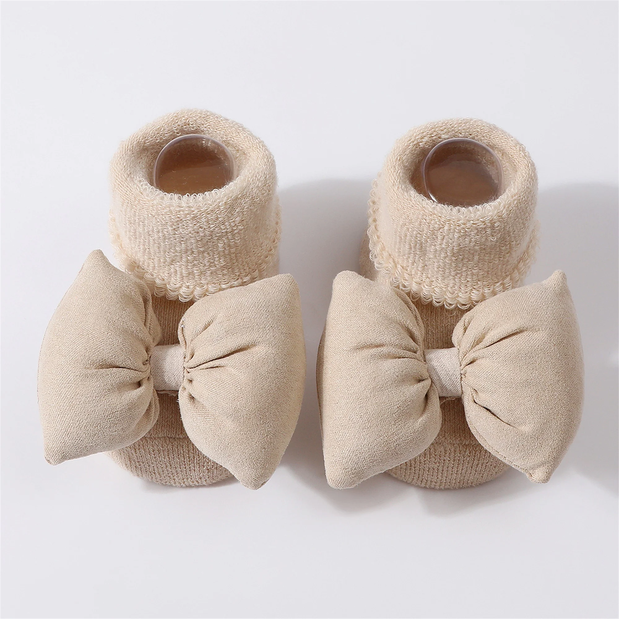 Adorable Baby Girl Socks with Non-Slip Grippers and Matching Headband Set - Soft Cotton Ruffled Bow Design for Indoor Play
