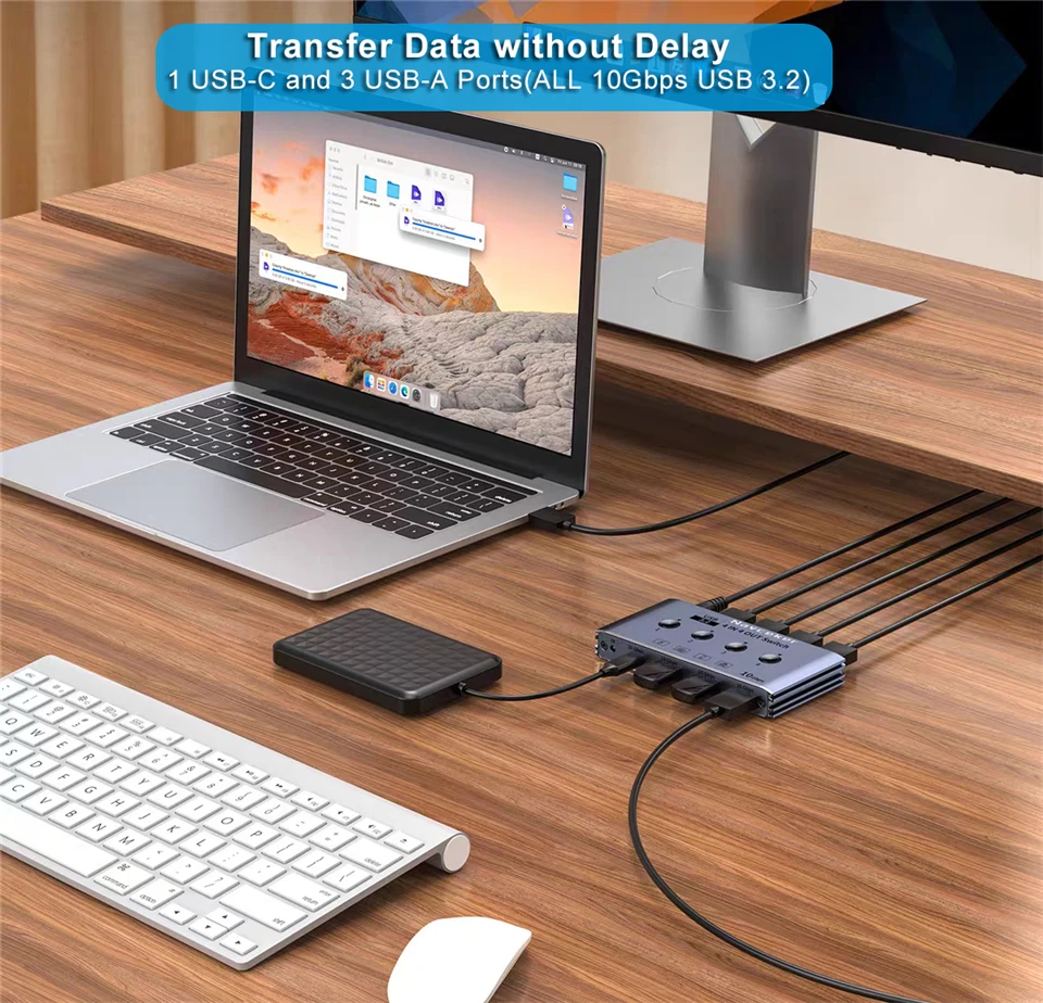 Navceker KVM USB C Switch with Controller 4 Computers Share 4 10Gbps USB 3.2 Gen