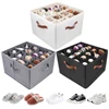 Fabric Shoe Organizer Foldable Shoe Storage Bin with Clear Lid Shoe Storage Box Adjustable Dividers for Sneakers Loafers Sandals 1