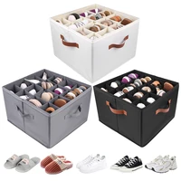 Fabric Shoe Organizer Foldable Shoe Storage Bin with Clear Lid Shoe Storage Box Adjustable Dividers for Sneakers Loafers Sandals 1