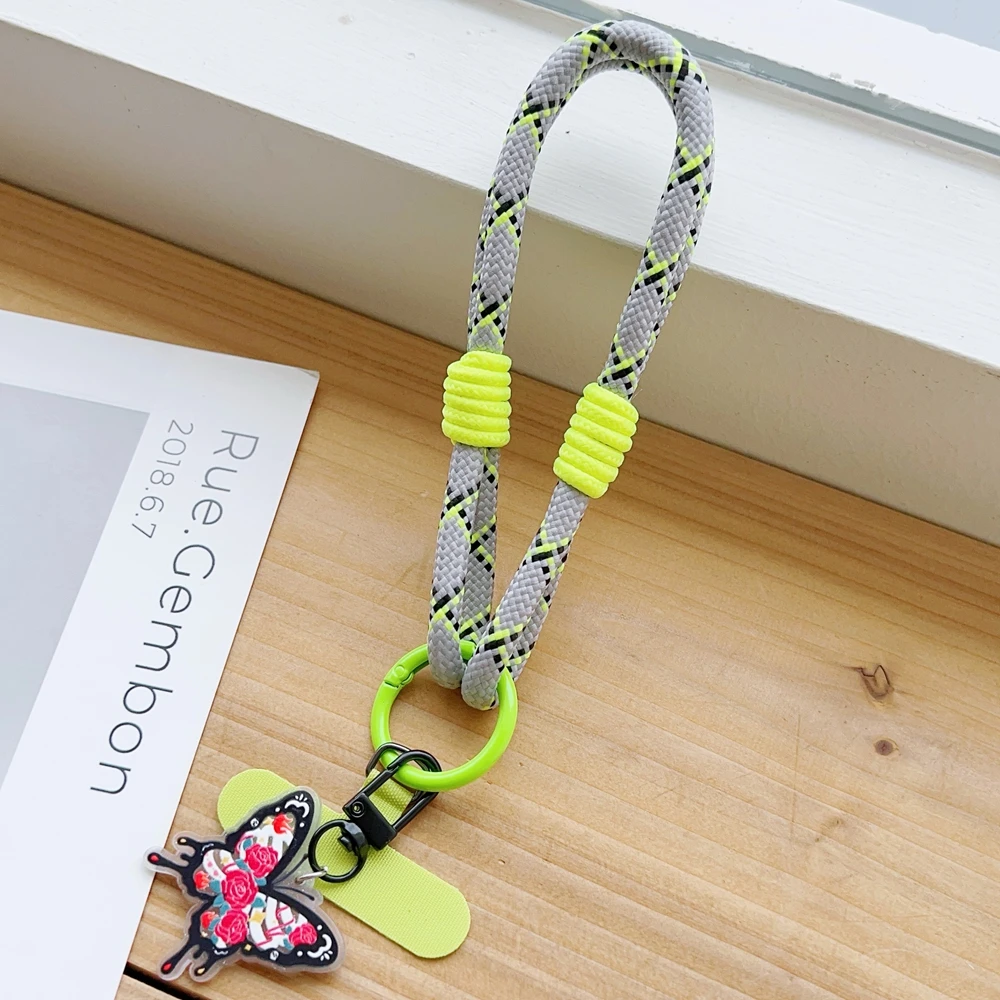 Mit Schmetterling Anhänger Handy Riemen Hängende Kordel Handy Lanyard Kurze Handgelenk Strap Charme Anti-verloren Kette Frauen Schlüsselbund – Detail 9