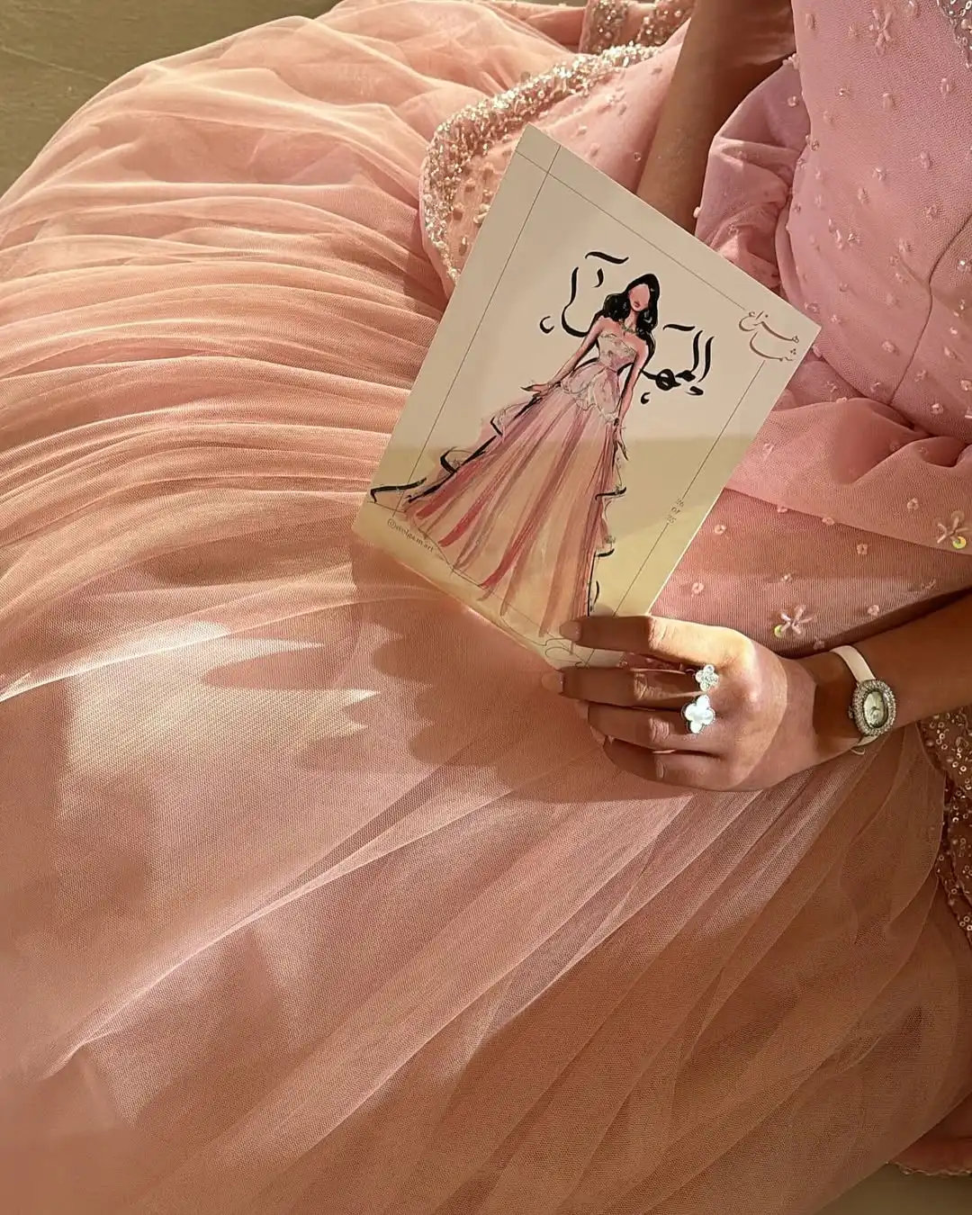 FATAPAESE Princess Tiereed Skirt Two-piece Floor-length Clothes Beaded Sparking Gems Stones Bodice Pink Wedding Dress