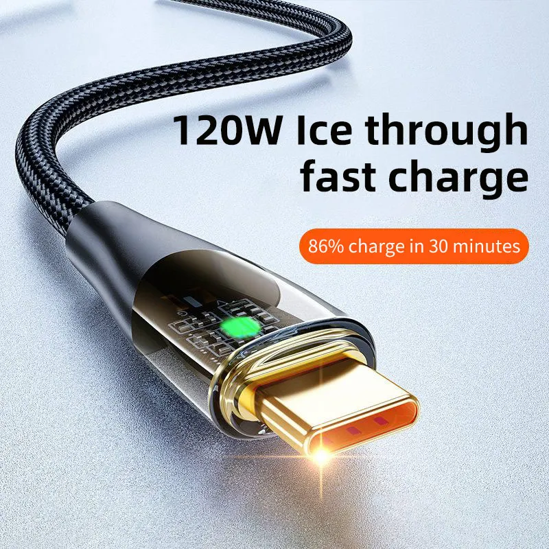 120W Ricarica Rapida Cavo Usb Tipo C Caricatore Del Telefono Dati Usb2.0 Cavo Intrecciato In Nylon Per Xiaomi 13 12 Pro Oneplus Poco Redmi Huawei