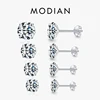 Modian Sparkling Clear CZ Stud Earrings 925 Sterling Silver Round Zirconia 4MM 5MM 6MM 7MM Earrings For Women Wedding Jewelry