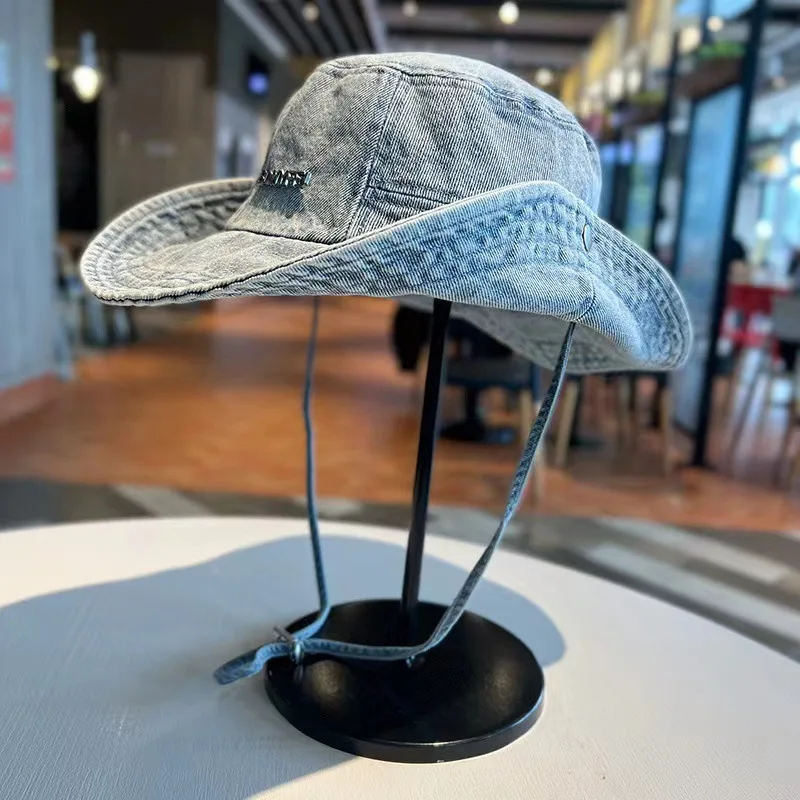 Bucket Hat Denim Cloth Men Women Outdoor Fisherman Retro Casual Sun Protection Fishing Camping Spring Summer Cowboy