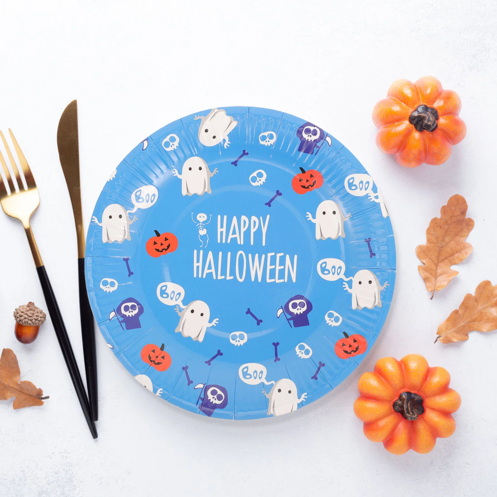 8 Pcs Halloween Party Supplies Paper Plates Dessert Fruit Tray Delicate Cake Dinner
