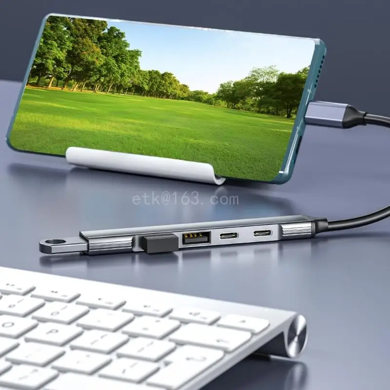 PD 60W 충전 기능이 있는 5 in 1 Type C 허브, 노트북용 USB2.0 USB3.0 USB C 10Gbps 2개