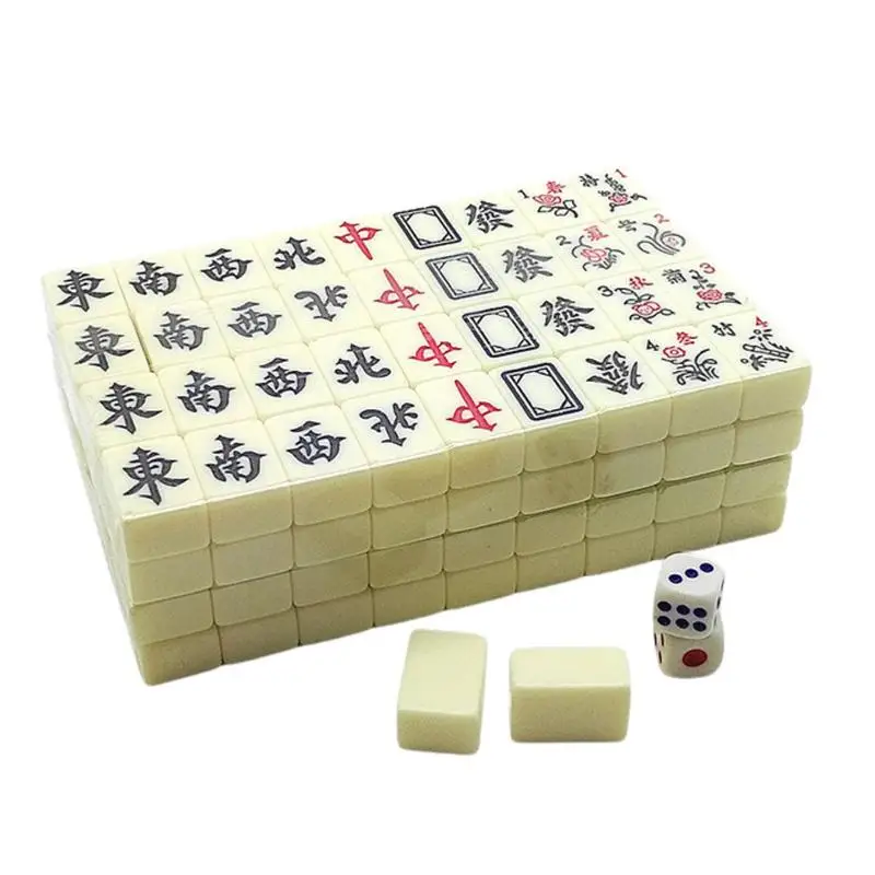 Chinese Mahjong Game Set 144 White Engraved Mini Tiles For Family Gathering For Chinese Style Game Play Family Leisure Time 5