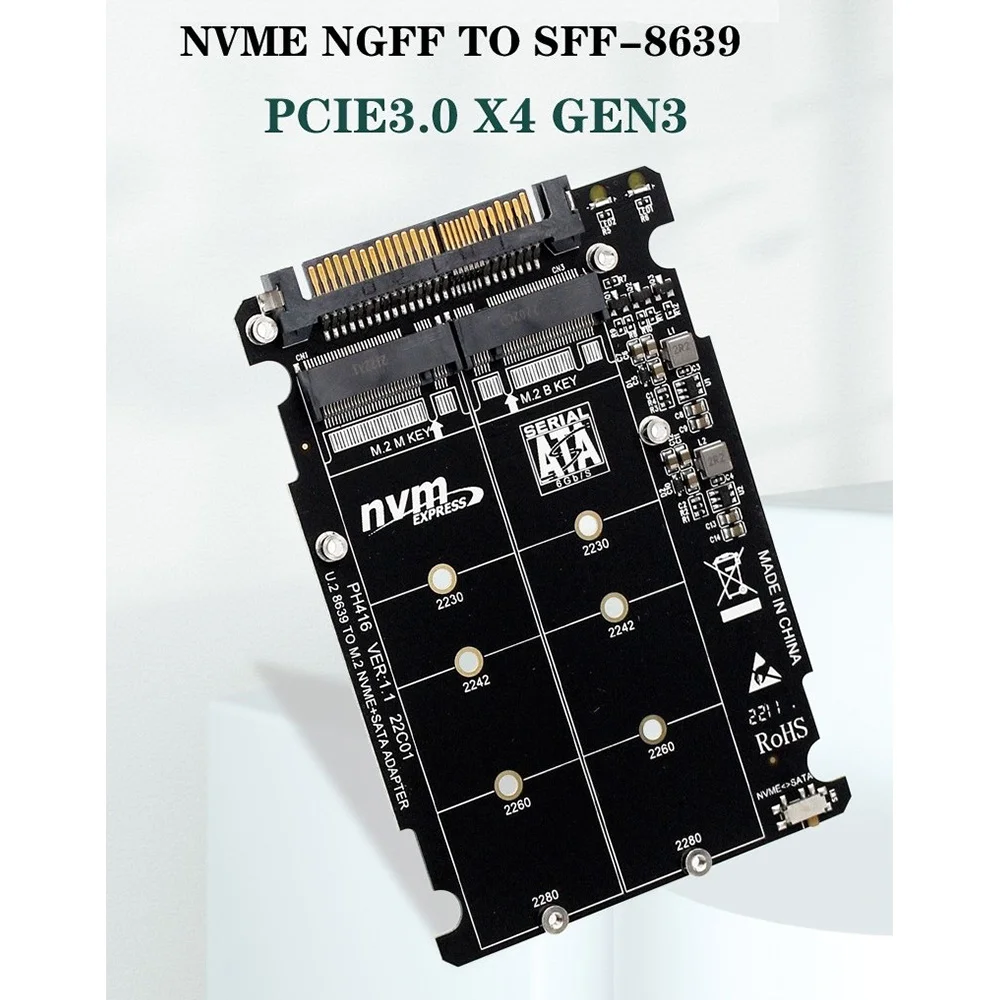 M.2 SSD to U.2  2in1 M.2 NVMe  SATA-Bus NGFF SSD-PCI-E U.2 SFF-8639  PCIe M2 ȯ
