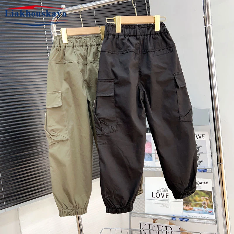 Cargo Pants For Boys Spring Autumn Children Trousers Casual Kids Streetwear Pants For 110-170cm
