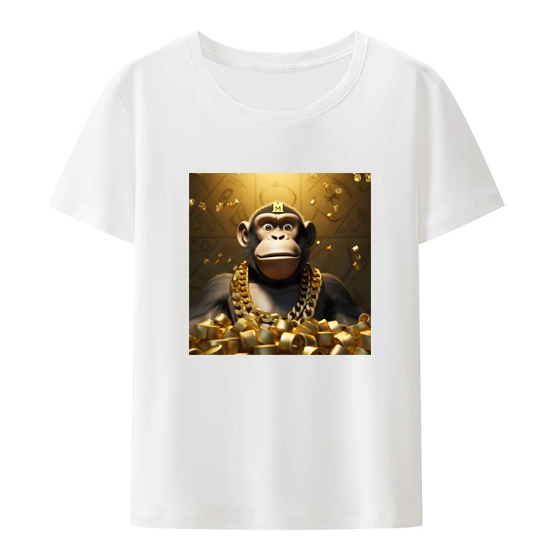 

Lucky Fortune Ape Cotton T-shirts Men Clothing Pattern Cool Street Fashion Camiseta Hombre Top Y2k Tops Print Leisure Camisa