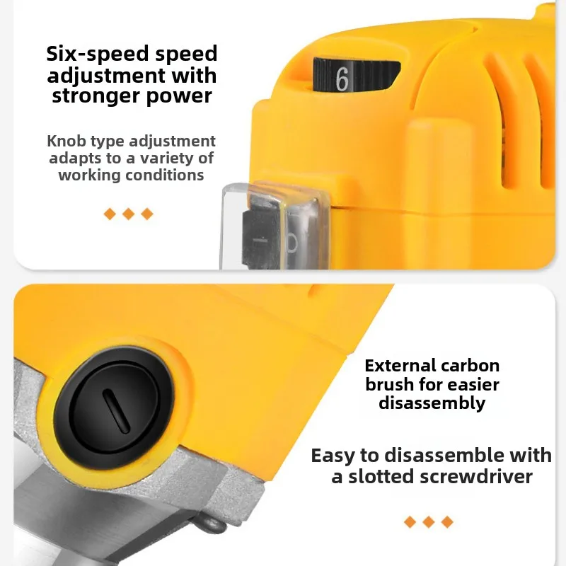 6 Speeds Electric Trimmer Wood Milling Trimming Engraving Slotting Machine Versatile Woodworking Router Power Tool EU Plug
