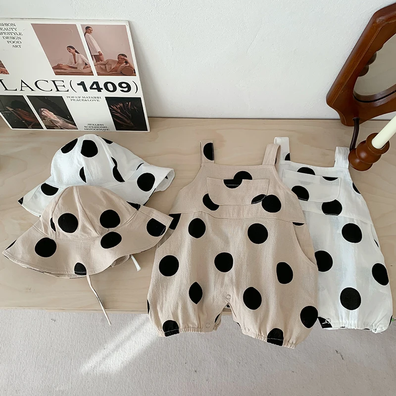 Summer Baby Rompers Dot Overalls Jumpsuit for Infant Girls and Boys