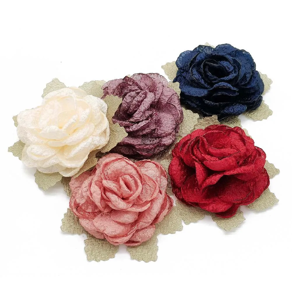 24pcs 1.9Inch  Silk  Rose Buds for Wedding Party Accessory Fabric Flower Artificial Roses for Headpiece Appliques Ornament 15pcs rose buds simulation star bracts bouquet silk